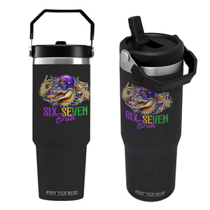 Funny Mardi Gras Six Seven Bruh Flip Straw Tumbler 67 Meme Mardigator Alligator TS11 One Size: 30 oz Black Print Your Wear
