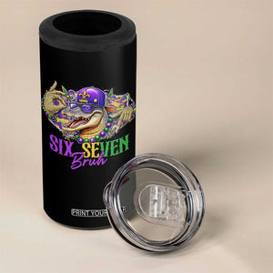 Funny Mardi Gras Six Seven Bruh 4 in 1 Can Cooler Tumbler 67 Meme Mardigator Alligator TS11 Print Your Wear