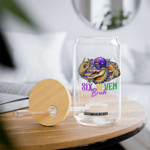 Funny Mardi Gras Six Seven Bruh Glass Can 67 Meme Mardigator Alligator TS11 Print Your Wear