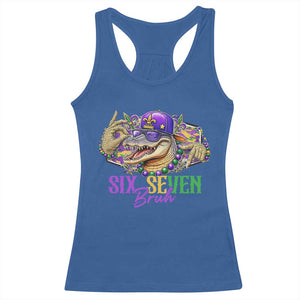 Funny Mardi Gras Six Seven Bruh Racerback Tank Top 67 Meme Mardigator Alligator TS11 Royal Blue Print Your Wear