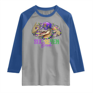 Funny Mardi Gras Six Seven Bruh Raglan Shirt 67 Meme Mardigator Alligator TS11 Sport Gray Royal Print Your Wear