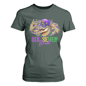Funny Mardi Gras Six Seven Bruh T Shirt For Women 67 Meme Mardigator Alligator TS11 Dark Forest Green Print Your Wear