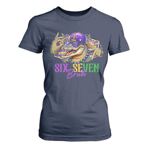 Funny Mardi Gras Six Seven Bruh T Shirt For Women 67 Meme Mardigator Alligator TS11 Navy Print Your Wear