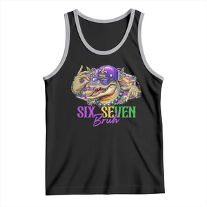 Funny Mardi Gras Six Seven Bruh Tank Top 67 Meme Mardigator Alligator TS11 Black Athletic Heather Print Your Wear