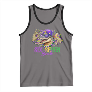 Funny Mardi Gras Six Seven Bruh Tank Top 67 Meme Mardigator Alligator TS11 Deep Heather Black Print Your Wear