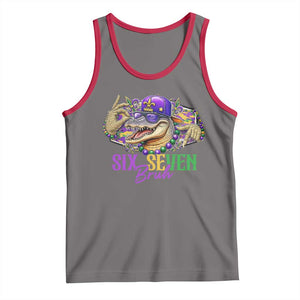 Funny Mardi Gras Six Seven Bruh Tank Top 67 Meme Mardigator Alligator TS11 Deep Heather Red Print Your Wear