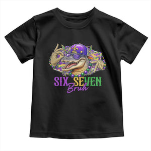 Funny Mardi Gras Six Seven Bruh Toddler T Shirt 67 Meme Mardigator Alligator TS11 Black Print Your Wear