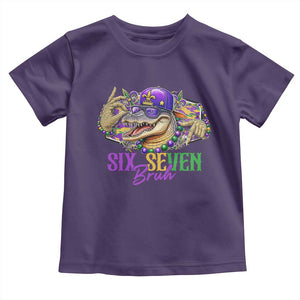 Funny Mardi Gras Six Seven Bruh Toddler T Shirt 67 Meme Mardigator Alligator TS11 Purple Print Your Wear