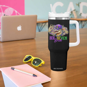 Funny Mardi Gras Six Seven Bruh Tumbler With Handle 67 Meme Mardigator Alligator TS11 Print Your Wear