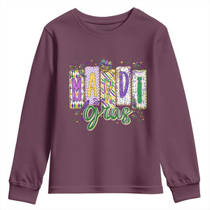 Mardi Gras Youth Sweatshirt New Orleans Carnival Girly Fat Tuesday TS11 Maroon Print Your Wear