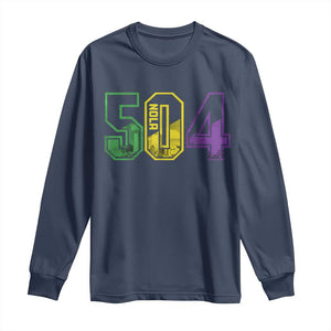 Mardi Gras 504 Nola New Orleans Louisiana LA Long Sleeve Shirt TS11 Navy Print Your Wear
