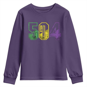 Mardi Gras 504 Nola New Orleans Louisiana LA Youth Sweatshirt TS11 Purple Print Your Wear