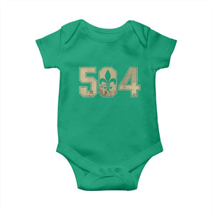 504 Nola New Orleans Louisiana LA Baby Onesie Fleur De Lis TS11 Irish Green Print Your Wear