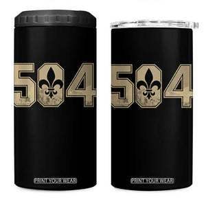 504 Nola New Orleans Louisiana LA 4 in 1 Can Cooler Tumbler Fleur De Lis TS11 One Size: 16 oz Black Print Your Wear