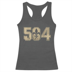 504 Nola New Orleans Louisiana LA Racerback Tank Top Fleur De Lis TS11 Dark Heather Print Your Wear