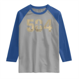 504 Nola New Orleans Louisiana LA Raglan Shirt Fleur De Lis TS11 Sport Gray Royal Print Your Wear