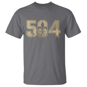 504 Nola New Orleans Louisiana LA T Shirt Fleur De Lis TS11 Charcoal Print Your Wear