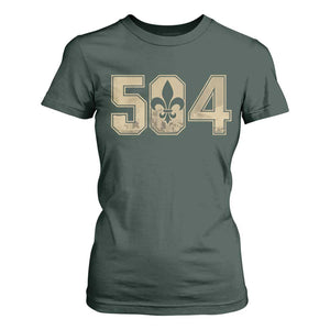 504 Nola New Orleans Louisiana LA T Shirt For Women Fleur De Lis TS11 Dark Forest Green Print Your Wear