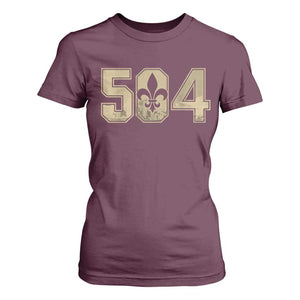 504 Nola New Orleans Louisiana LA T Shirt For Women Fleur De Lis TS11 Maroon Print Your Wear