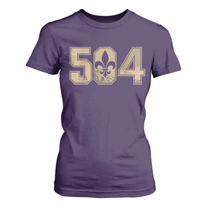 504 Nola New Orleans Louisiana LA T Shirt For Women Fleur De Lis TS11 Purple Print Your Wear