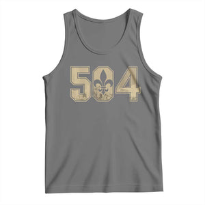 504 Nola New Orleans Louisiana LA Tank Top Fleur De Lis TS11 Black Heather Print Your Wear