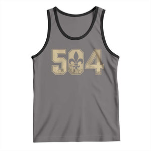 504 Nola New Orleans Louisiana LA Tank Top Fleur De Lis TS11 Deep Heather Black Print Your Wear