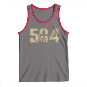 504 Nola New Orleans Louisiana LA Tank Top Fleur De Lis TS11 Deep Heather Red Print Your Wear