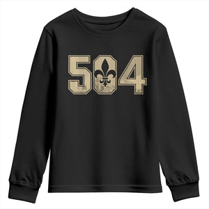 504 Nola New Orleans Louisiana LA Youth Sweatshirt Fleur De Lis TS11 Black Print Your Wear
