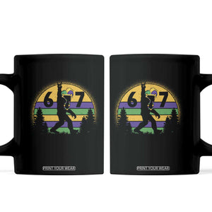 Funny Bigfoot 67 Mardi Gras Coffee Mug Sasquatch Parade Jester Hat TS11 Black Print Your Wear