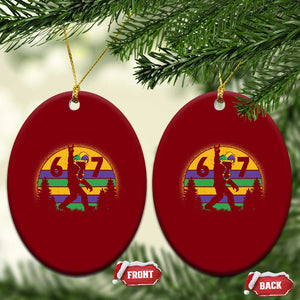 Funny Bigfoot 67 Mardi Gras Ceramic Ornament Sasquatch Parade Jester Hat TS11 Print Your Wear