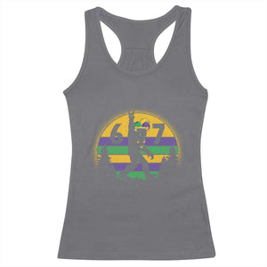 Funny Bigfoot 67 Mardi Gras Racerback Tank Top Sasquatch Parade Jester Hat TS11 Charcoal Print Your Wear