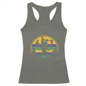 Funny Bigfoot 67 Mardi Gras Racerback Tank Top Sasquatch Parade Jester Hat TS11 Military Green Print Your Wear