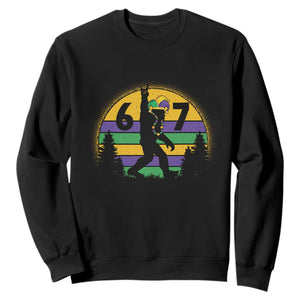 Funny Bigfoot 67 Mardi Gras Sweatshirt Sasquatch Parade Jester Hat TS11 Black Print Your Wear