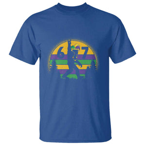 Funny Bigfoot 67 Mardi Gras T Shirt Sasquatch Parade Jester Hat TS11 Royal Blue Print Your Wear