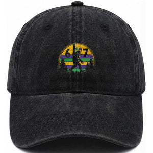 Funny Bigfoot 67 Mardi Gras Washed Cotton Baseball Cap Sasquatch Parade Jester Hat TS11 Print Your Wear