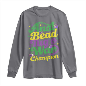 Funny Anal Bead Tug O War Mardi Gras Long Sleeve Shirt Fat Tuesday Carnival Adult Humor TS11 Charcoal Print Your Wear