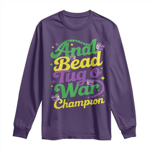 Funny Anal Bead Tug O War Mardi Gras Long Sleeve Shirt Fat Tuesday Carnival Adult Humor TS11 Purple Print Your Wear