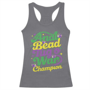 Funny Anal Bead Tug O War Mardi Gras Racerback Tank Top Fat Tuesday Carnival Adult Humor TS11 Charcoal Print Your Wear