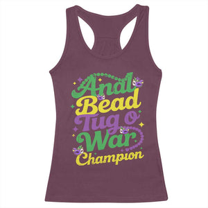 Funny Anal Bead Tug O War Mardi Gras Racerback Tank Top Fat Tuesday Carnival Adult Humor TS11 Maroon Print Your Wear