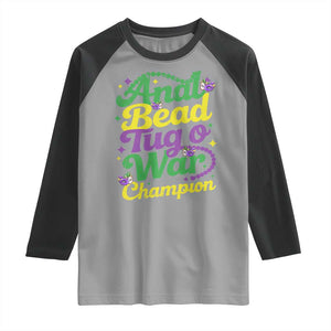 Funny Anal Bead Tug O War Mardi Gras Raglan Shirt Fat Tuesday Carnival Adult Humor TS11 Sport Gray Black Print Your Wear