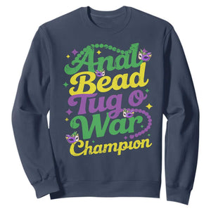 Funny Anal Bead Tug O War Mardi Gras Sweatshirt Fat Tuesday Carnival Adult Humor TS11 Navy Print Your Wear