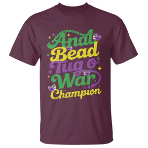 Funny Anal Bead Tug O War Mardi Gras T Shirt - Fat Tuesday Carnival Adult Humor Tee TS11 Maroon Print Your Wear