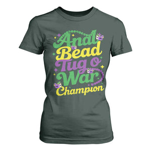 Funny Anal Bead Tug O War Mardi Gras T Shirt For Women Fat Tuesday Carnival Adult Humor TS11 Dark Forest Green Print Your Wear