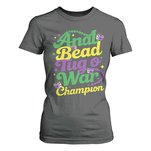 Funny Anal Bead Tug O War Mardi Gras T Shirt For Women Fat Tuesday Carnival Adult Humor TS11 Dark Heather Print Your Wear