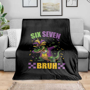 Funny 67 Mardi Gras Alligator Throw Blanket Six Seven Bruh Mardigator Dabbing Crocodile TS11 Print Your Wear