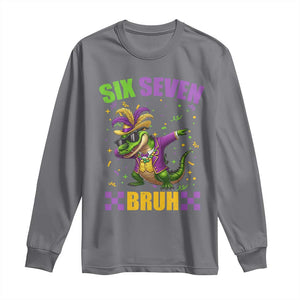 Funny 67 Mardi Gras Alligator Long Sleeve Shirt Six Seven Bruh Mardigator Dabbing Crocodile TS11 Charcoal Print Your Wear