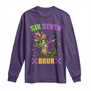 Funny 67 Mardi Gras Alligator Long Sleeve Shirt Six Seven Bruh Mardigator Dabbing Crocodile TS11 Purple Print Your Wear