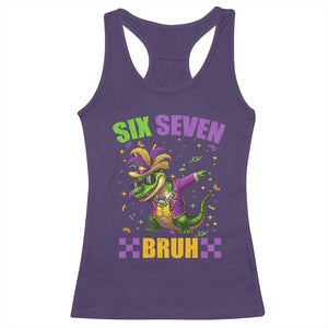 Funny 67 Mardi Gras Alligator Racerback Tank Top Six Seven Bruh Mardigator Dabbing Crocodile TS11 Purple Print Your Wear