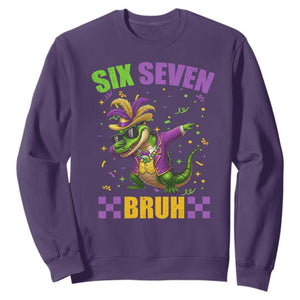 Funny 67 Mardi Gras Alligator Sweatshirt Six Seven Bruh Mardigator Dabbing Crocodile TS11 Purple Print Your Wear