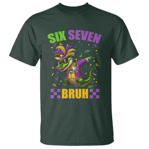 Funny 67 Mardi Gras Alligator T Shirt Six Seven Bruh Mardigator Dabbing Crocodile TS11 Dark Forest Green Print Your Wear